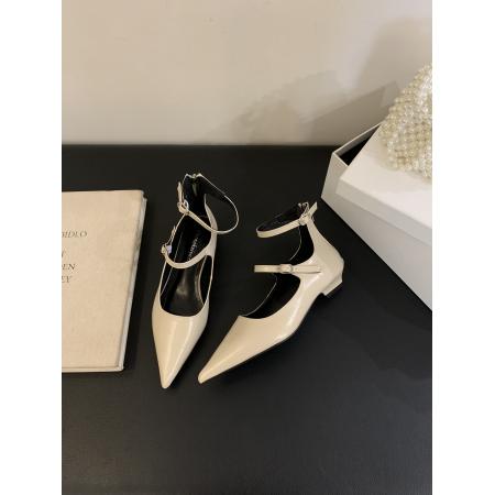 X-33008# 新款法式时尚尖头后拉链低跟单鞋春秋百搭一字扣玛丽珍女鞋子 鞋子批发女鞋批发高跟鞋批发