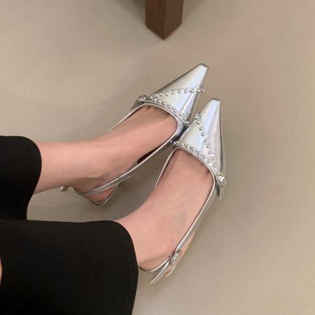 X-33012#暗黑少女高跟鞋设计感小众中古风铆钉韩系千金凉鞋春夏包头单鞋 鞋子批发女鞋批发高跟鞋批发