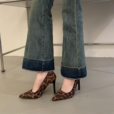X-33018#早春新款欧美尖头浅口性感豹纹高跟鞋细跟气质高级感单鞋 鞋子批发女鞋批发高跟鞋批发