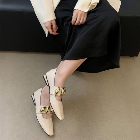 X-33027#复古玛丽珍鞋仙女鞋新款春季法式平底红色金属扣晚晚单鞋 鞋子批发女鞋批发高跟鞋批发