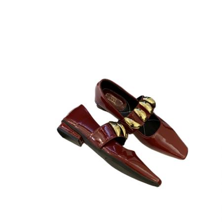 X-33027#复古玛丽珍鞋仙女鞋新款春季法式平底红色金属扣晚晚单鞋 鞋子批发女鞋批发高跟鞋批发