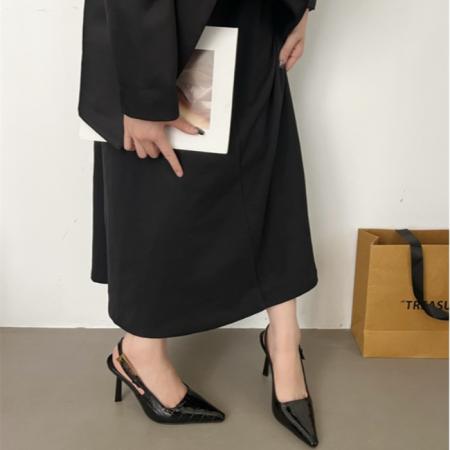 X-33035#春夏新款高跟鞋女细跟包头凉鞋方头黑色漆皮气质绝美百搭单鞋 鞋子批发女鞋批发高跟鞋批发