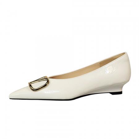 X-33051#欧美风宴会女鞋尖头通勤鞋浅口百搭增高坡跟V扣气质单鞋 鞋子批发女鞋批发高跟鞋批发