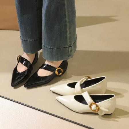 X-33056#法式复古风通勤百搭浅口尖头内增高单鞋一字带玛丽珍女鞋 鞋子批发女鞋批发高跟鞋批发