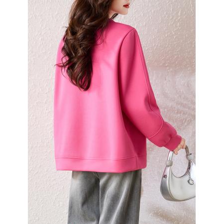 时尚圆领抽绳卫衣女春季新款休闲上衣欧货大码宽松女装 服裝批發女裝批發服飾貨源