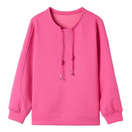 时尚圆领抽绳卫衣女春季新款休闲上衣欧货大码宽松女装 服裝批發女裝批發服飾貨源