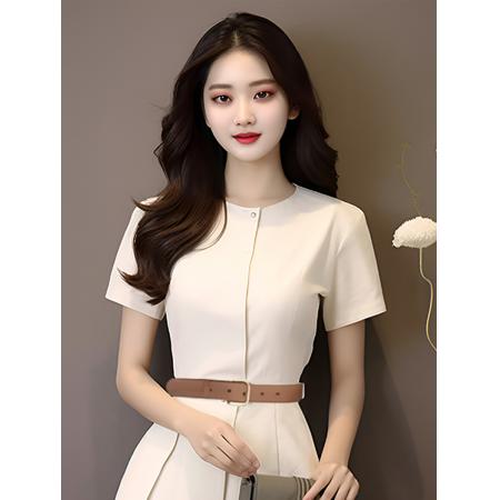 夏季新款女装时尚穿搭韩版短袖连衣裙收腰小个子显瘦女生衣服 服裝批發女裝批發服飾貨源