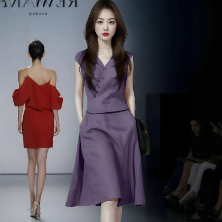 夏季新款韩版设计时尚洋气高级感气质显瘦减龄上衣半裙套装女 服裝批發女裝批發服飾貨源