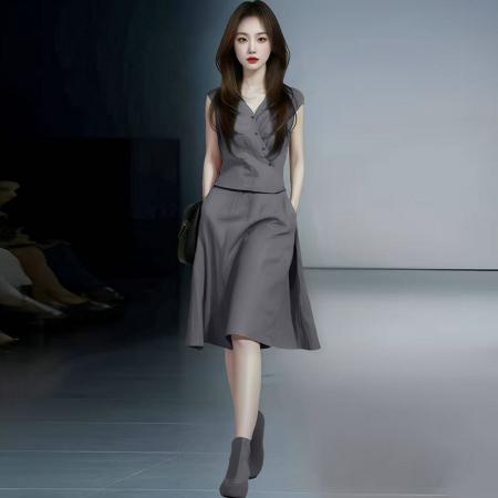 夏季新款韩版设计时尚洋气高级感气质显瘦减龄上衣半裙套装女 服裝批發女裝批發服飾貨源