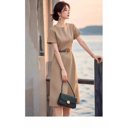 夏季新款女装高级感轻奢漂亮独特正式场合气质显瘦收腰连衣裙 服裝批發女裝批發服飾貨源