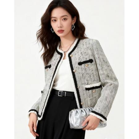 小香风外套女春新款法式复古粗花呢气质上衣设计感上衣 服裝批發女裝批發服飾貨源