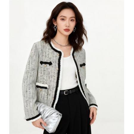 小香风外套女春新款法式复古粗花呢气质上衣设计感上衣 服裝批發女裝批發服飾貨源