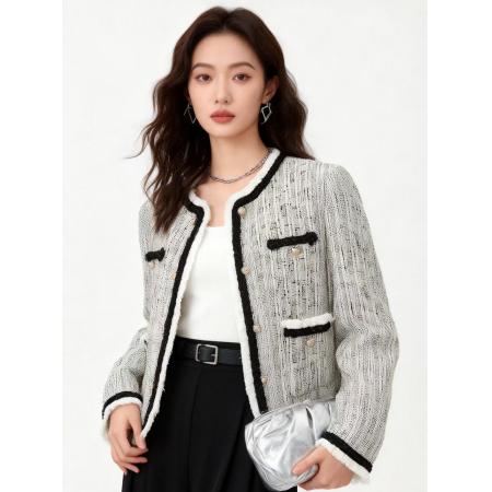 小香风外套女春新款法式复古粗花呢气质上衣设计感上衣 服裝批發女裝批發服飾貨源