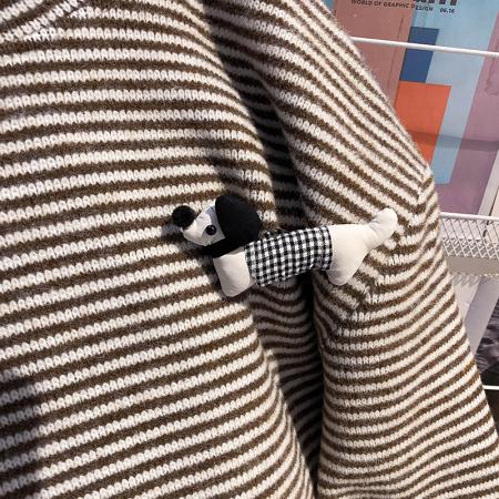 条纹长袖t恤打底衫女装薄立体装饰春秋圆领韩版上衣 服裝批發女裝批發服飾貨源