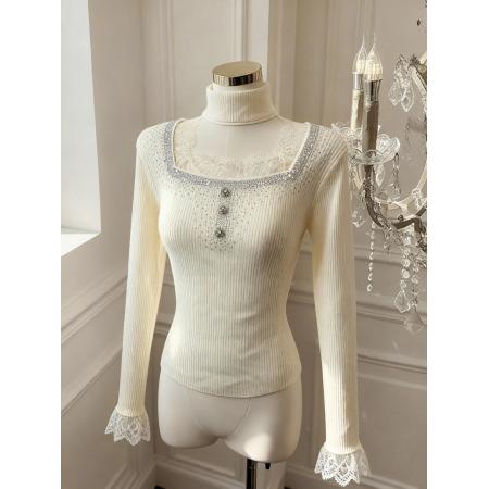 针织衫女冬季时尚显瘦百搭假两件上衣 服裝批發女裝批發服飾貨源