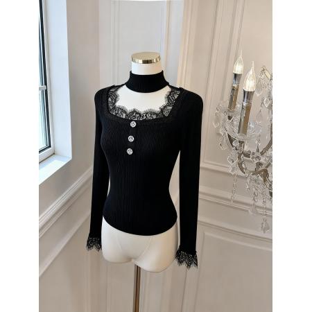 针织衫女冬季时尚显瘦百搭假两件上衣 服裝批發女裝批發服飾貨源