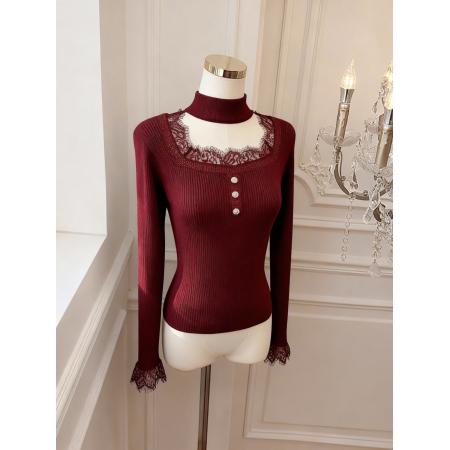 针织衫女冬季时尚显瘦百搭假两件上衣 服裝批發女裝批發服飾貨源