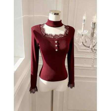 针织衫女冬季时尚显瘦百搭假两件上衣 服裝批發女裝批發服飾貨源