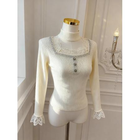 针织衫女冬季时尚显瘦百搭假两件上衣 服裝批發女裝批發服飾貨源