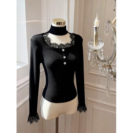 针织衫女冬季时尚显瘦百搭假两件上衣 服裝批發女裝批發服飾貨源