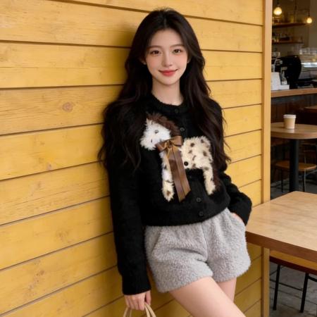 小香风卡通小马提花圆领毛衣开衫女秋冬季轻奢风气质穿搭针织上衣 服裝批發女裝批發服飾貨源