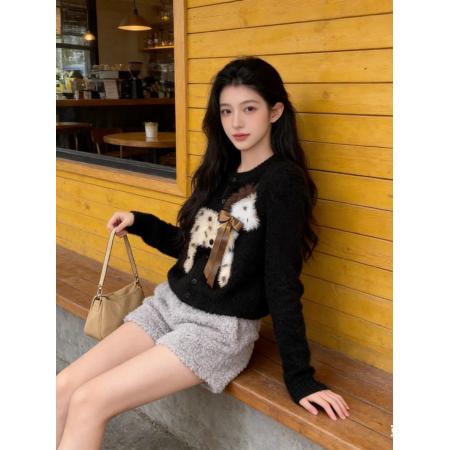 小香风卡通小马提花圆领毛衣开衫女秋冬季轻奢风气质穿搭针织上衣 服裝批發女裝批發服飾貨源