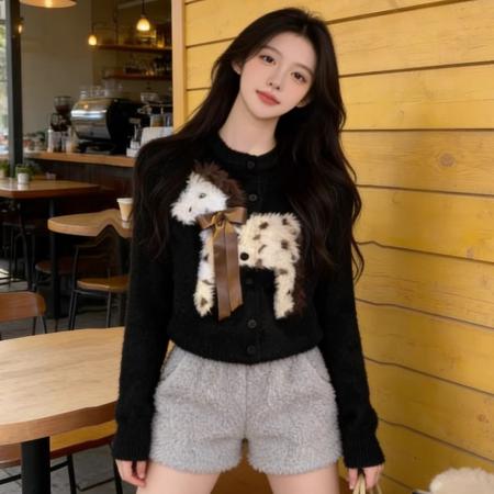 小香风卡通小马提花圆领毛衣开衫女秋冬季轻奢风气质穿搭针织上衣 服裝批發女裝批發服飾貨源