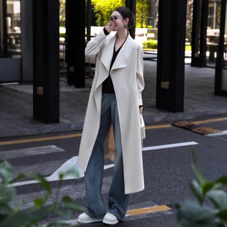 FA55463# 早春季新款时尚风衣女英伦风可调节宽松慵懒过膝中长款外套  服裝批發女裝批發服飾貨源