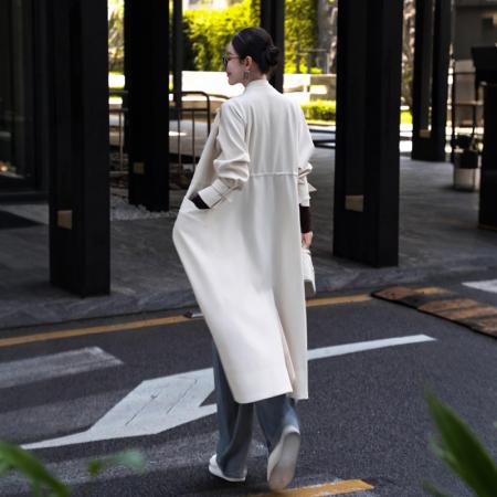 FA55463# 早春季新款时尚风衣女英伦风可调节宽松慵懒过膝中长款外套  服裝批發女裝批發服飾貨源