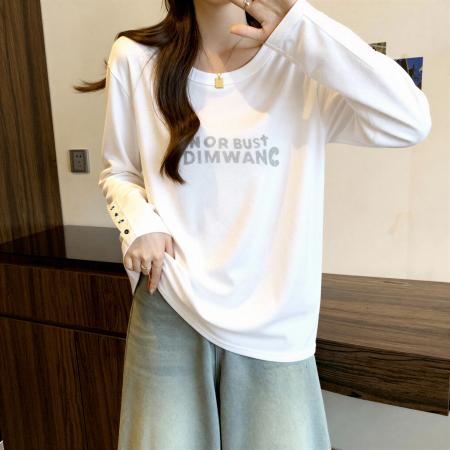 FA55465# 欧货咖色双面德绒长袖t恤女秋冬大码胖MM显瘦打底衫内搭上衣  服裝批發女裝批發服飾貨源