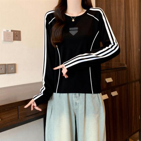 FA55472# 纯棉长袖t恤女秋季内搭打底衫新款大码胖mm气质超好看上衣  服裝批發女裝批發服飾貨源
