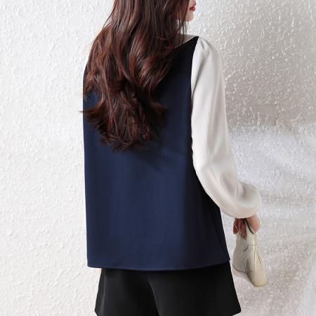 FA55475# 大码女装娃娃领绣花假两件小衫胖mm卡通设计感修身减龄上衣  服裝批發女裝批發服飾貨源