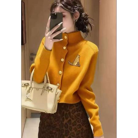 FA55479# 蓝色毛衣新款外套高领慵懒高级针织上衣开衫秋冬长袖百搭外穿  服裝批發女裝批發服飾貨源