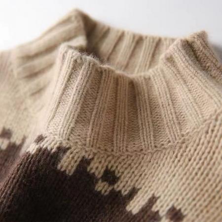 FA55480# い高颜值+“软实力”细腻彩虹条纹气质半高领针织毛衣  服裝批發女裝批發服飾貨源