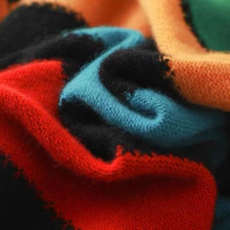 FA55483# 彩虹般配色圆领撞色条纹拼接全羊毛针织衫套头外穿毛衣  服裝批發女裝批發服飾貨源