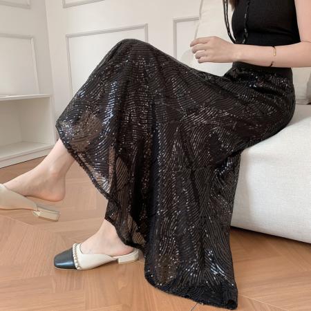 FA55484# 小众高品质春夏新款亮片高腰中长款包臀显瘦鱼尾裙长裙半身裙  服裝批發女裝批發服飾貨源