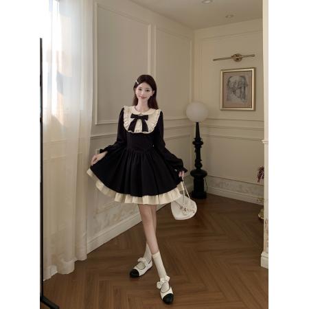 FA55486# 大码法式假两件设计感连衣裙女早春新款微胖mm收腰气质千金裙  服裝批發女裝批發服飾貨源