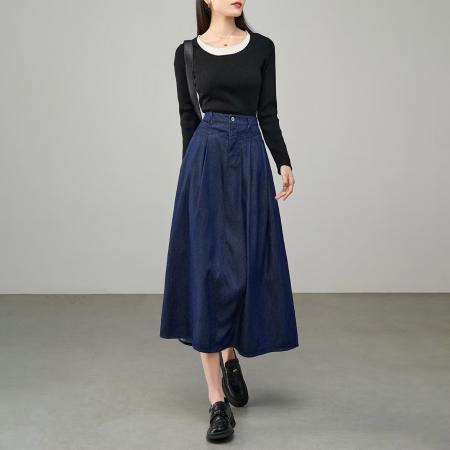 FA55507# 松紧腰牛仔半身裙女长裙夏中长款设计感小众高腰显瘦包臀a字伞裙  服裝批發女裝批發服飾貨源