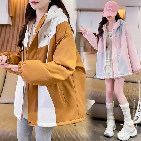 FA55516# 羊羔毛加厚外套女秋冬新款初中高中学生宽松设计感加绒棉服潮  服裝批發女裝批發服飾貨源