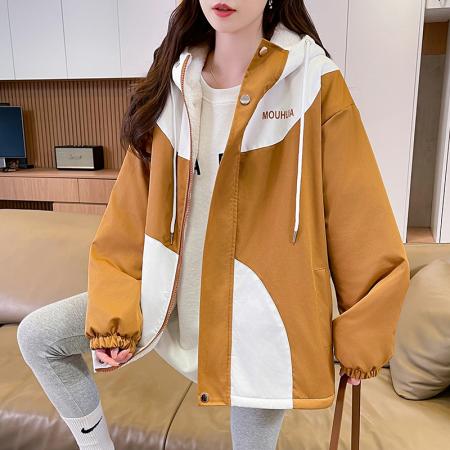 FA55516# 羊羔毛加厚外套女秋冬新款初中高中学生宽松设计感加绒棉服潮  服裝批發女裝批發服飾貨源