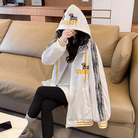 FA55519# 美式连帽棒球服外套女春秋新款爆款宽松学生ins国潮夹克上衣  服裝批發女裝批發服飾貨源