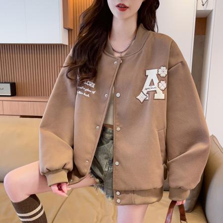 FA55520# 美式绣花设计夹克男女秋季高街痞帅情侣棒球服重磅潮牌学院风外套  服裝批發女裝批發服飾貨源