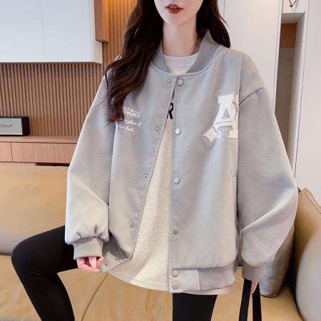 FA55520# 美式绣花设计夹克男女秋季高街痞帅情侣棒球服重磅潮牌学院风外套  服裝批發女裝批發服飾貨源