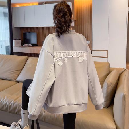 FA55520# 美式绣花设计夹克男女秋季高街痞帅情侣棒球服重磅潮牌学院风外套  服裝批發女裝批發服飾貨源