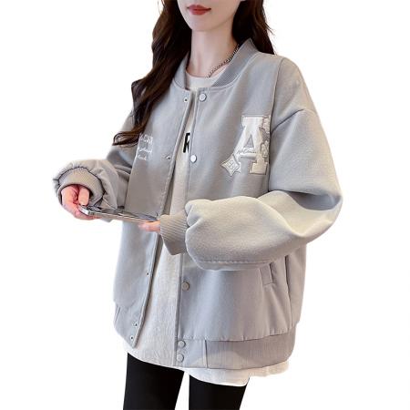 FA55520# 美式绣花设计夹克男女秋季高街痞帅情侣棒球服重磅潮牌学院风外套  服裝批發女裝批發服飾貨源