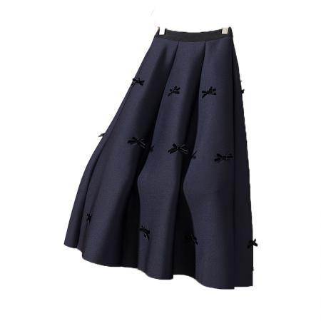 FA55528# 大码女装新款韩版复古蝴蝶结高腰春季宽松垂感a字蛋糕半身裙  服裝批發女裝批發服飾貨源