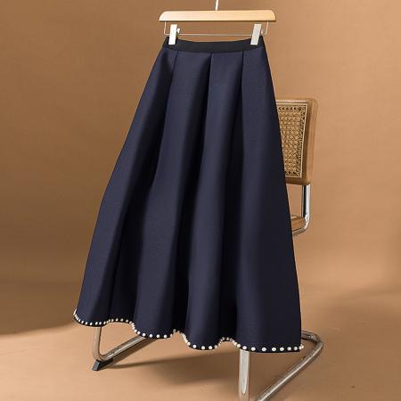 FA55529# 大码女装新款韩版设计感重工钉珠气质高级简约宽松显瘦半身裙  服裝批發女裝批發服飾貨源