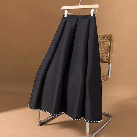 FA55529# 大码女装新款韩版设计感重工钉珠气质高级简约宽松显瘦半身裙  服裝批發女裝批發服飾貨源