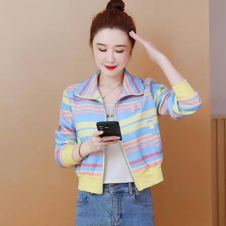 FA55558# 美式高街设计感星星国潮风印花夹克小个子显高时尚白搭休闲短外套  服裝批發女裝批發服飾貨源