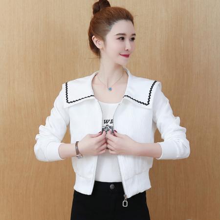 FA55561# 简约oldmoney老钱风外套小个子海军领高级气质名媛绣花上衣  服裝批發女裝批發服飾貨源